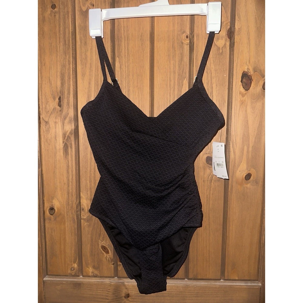 Lands' End Women's Wrap Underwire One Piece Swimsuit - Black XS